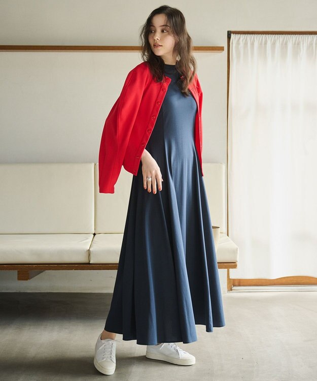 #Newans ラウンドスリーブカーディガン レッド