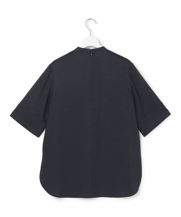 ICB 【先行予約】ストレッチシルキーツイル タイブラウス ネイビー