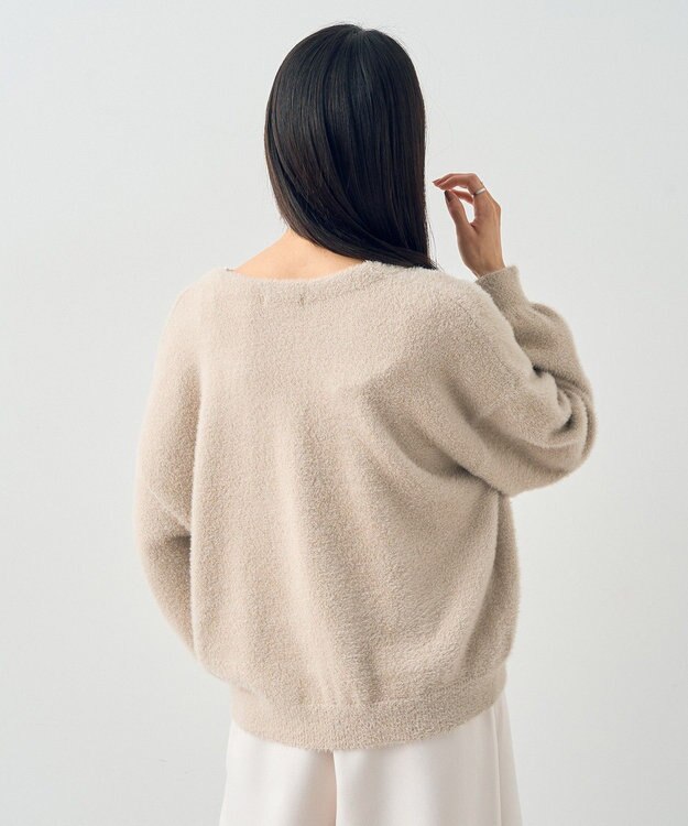 earth music&ecology ミニラメシャギーカーディガン Light Beige