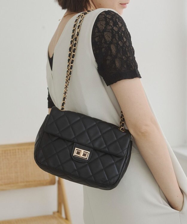 WEGO 【ANGIE VINTAGE】キルティングショルダーBAG ブラック