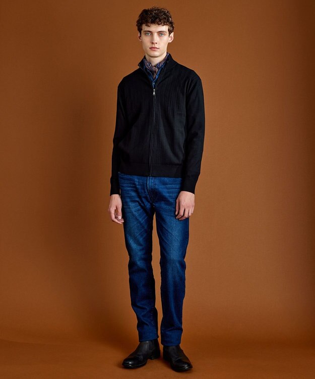 JOSEPH ABBOUD 【キングサイズ・ソフトな着心地/I単品羽織にも】 コーデュロイフラワープリント シャツ ネイビー系5