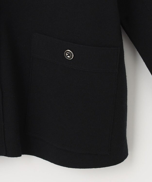 自由区 L ミラノリブ ニット ノーカラージャケット ネイビー系