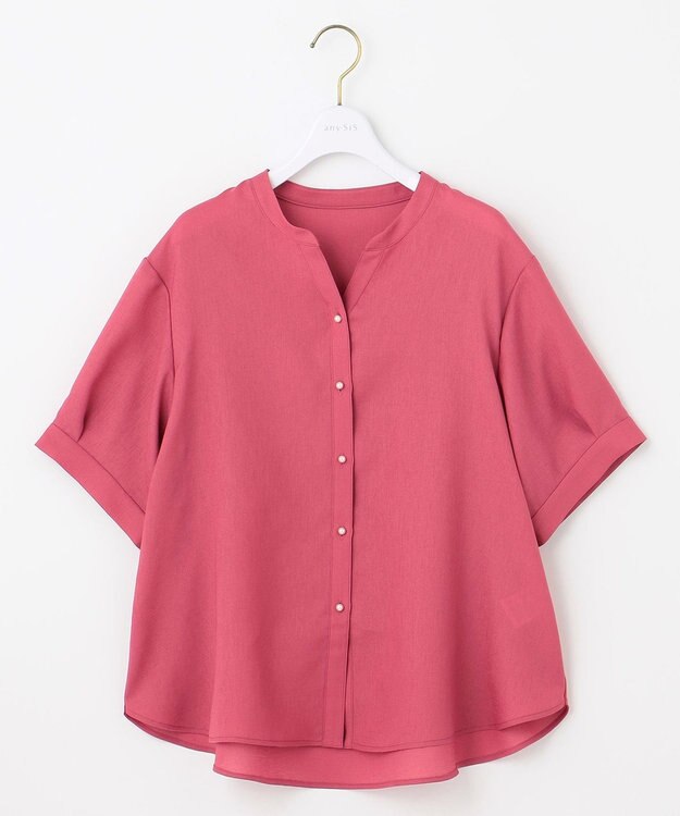 ANY SIS 【接触冷感・UVカット・速乾】スムージーポリエステル 2WAY ブラウス レッド