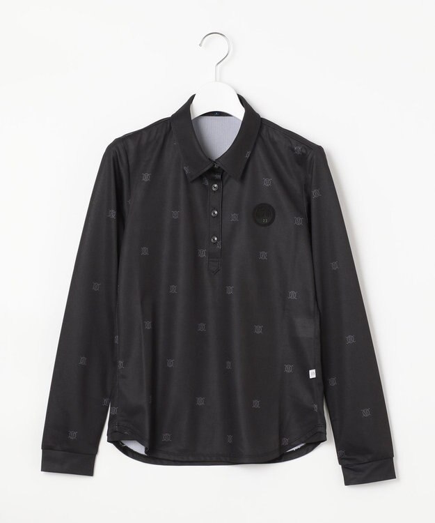 23区GOLF 【WOMEN】ワッペンプリント鹿の子シャツ ブラック系