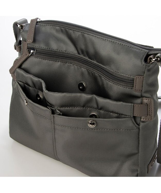 LA BAGAGERIE フロントポケット　スクエアナイロンショルダー　Sサイズ グレー