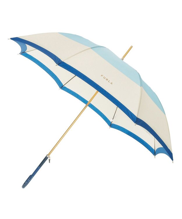MOONBAT 【耐風】FURLA 長傘 カラーボーダー 日本製 サックスブルー