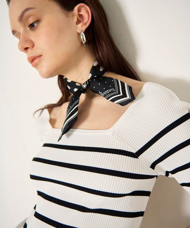 GRACE CONTINENTAL ハーフスリーブニットトップ バイカラー