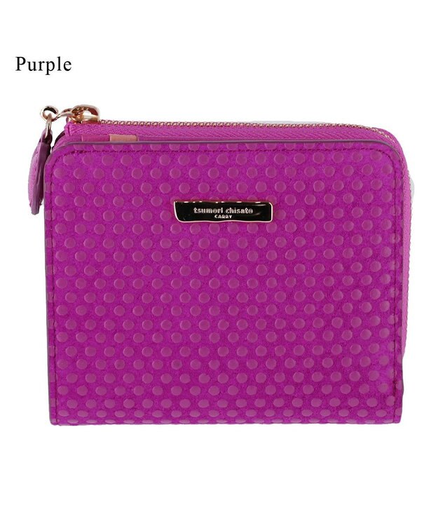 tsumori chisato CARRY つぶつぶドットプリント 2つ折り財布 ミニ財布 パープル