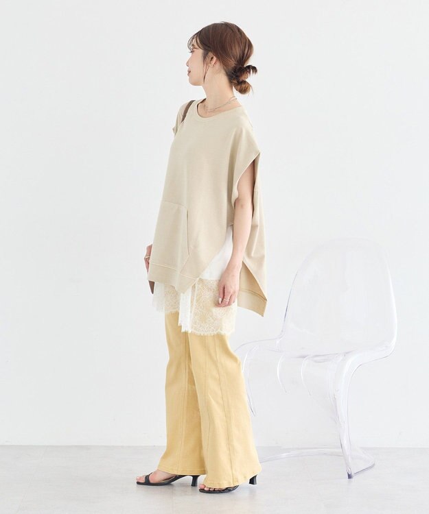 earth music&ecology ピグメントカンガルーポケットプルオーバー Beige