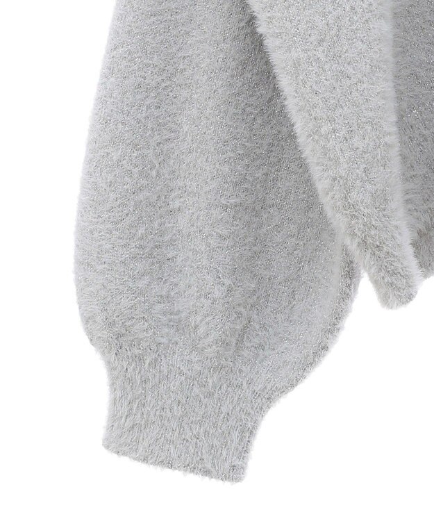 earth music&ecology ミニラメシャギーカーディガン Light Gray