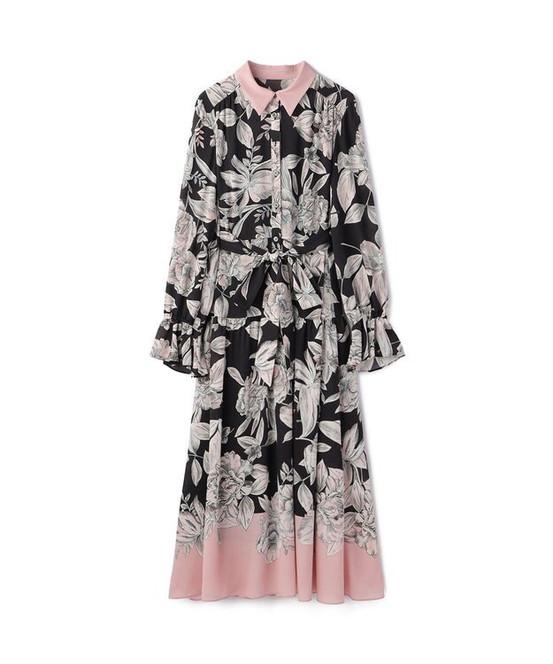 GRACE CONTINENTAL ボタニカルドレープワンピース ブラック