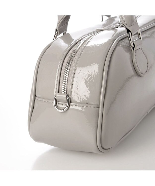 UNBILLION カシュカシュ cachecache / 横長エナメルボストン ライトグレー