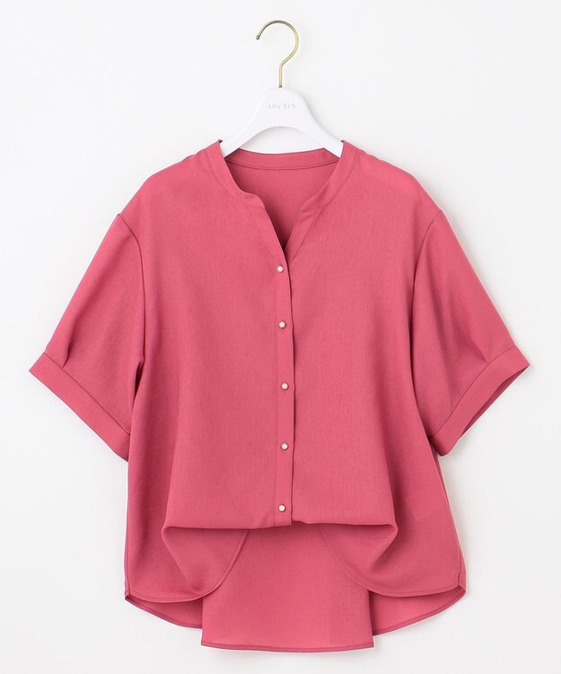 ANY SIS 【接触冷感・UVカット・速乾】スムージーポリエステル 2WAY ブラウス レッド