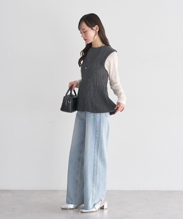 earth music&ecology フレアニットベスト Dark Gray