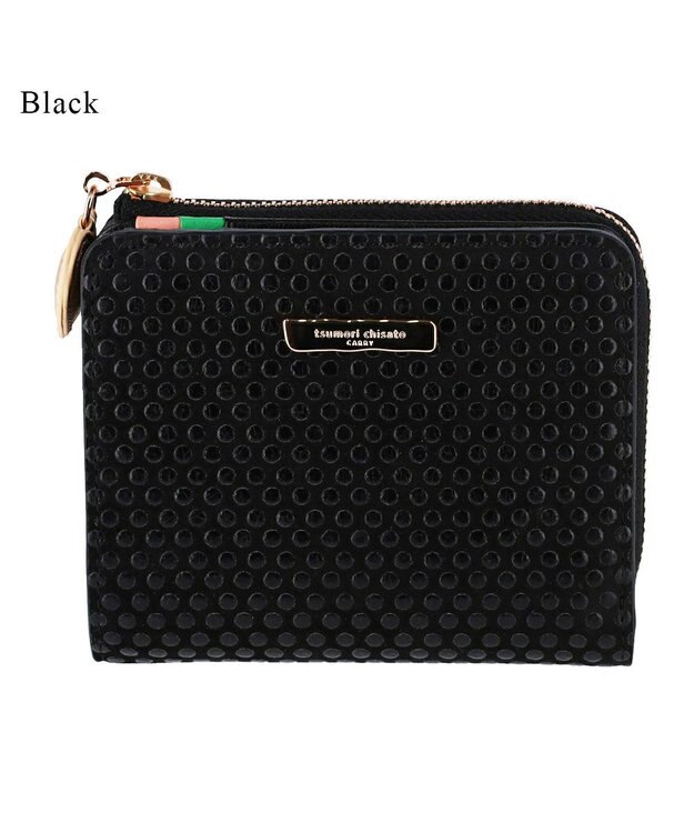 tsumori chisato CARRY つぶつぶドットプリント 2つ折り財布 ミニ財布 ブラック