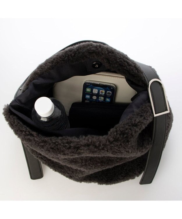 UNBILLION カシュカシュ cachecache / フリーハンドルボアショルダーバッグ ダークグレー