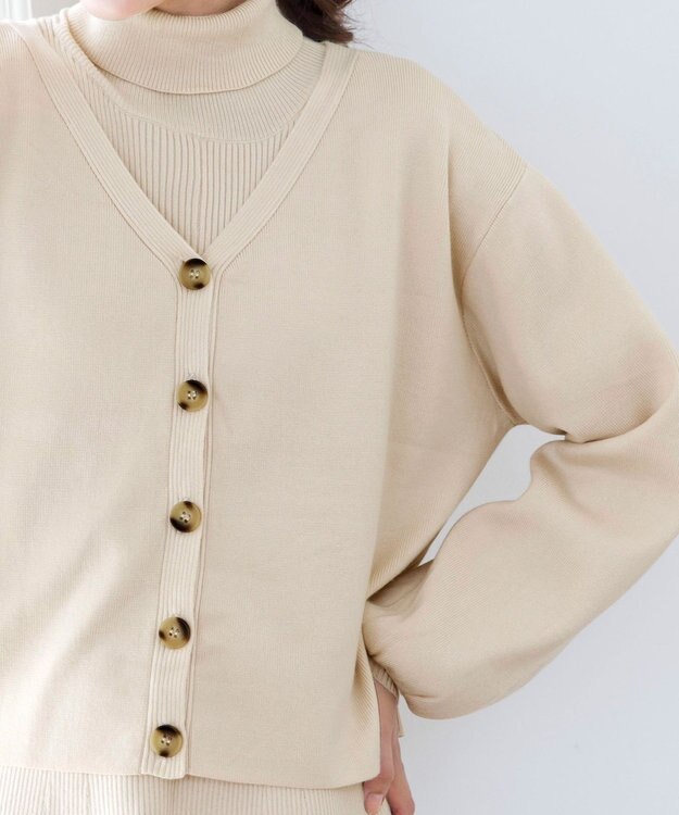 Tiaclasse 【洗える】大人上品なニットカーデ＋ワンピースセット エクリュ