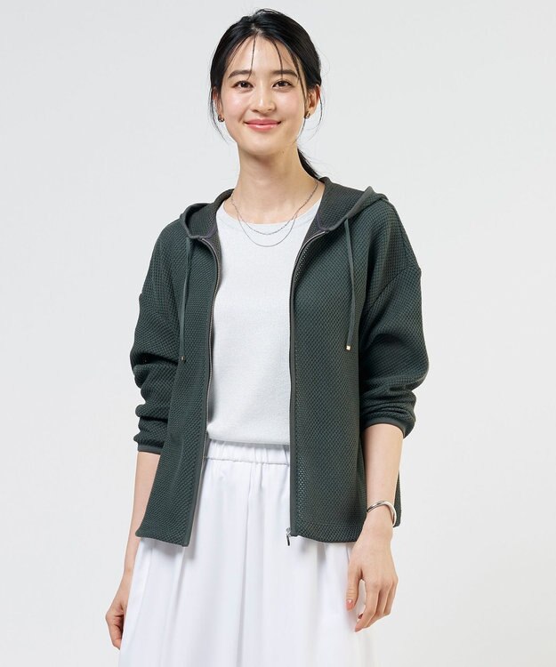 J.PRESS LADIES 【冷房対策に】ラッセルレース パーカー グレー系