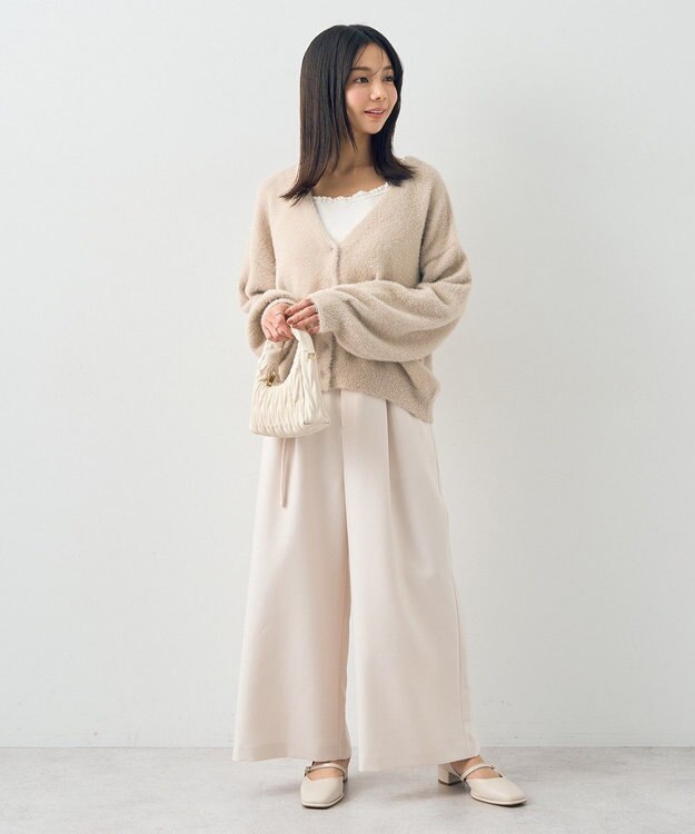 earth music&ecology ミニラメシャギーカーディガン Light Beige