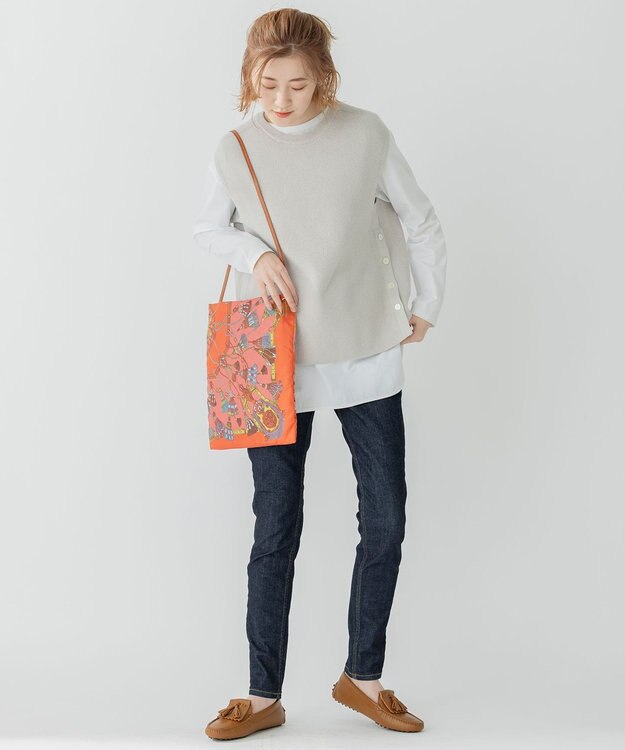 23区 【洗える】コンパクトコットンポリエステル ニットベスト ライトグレー系