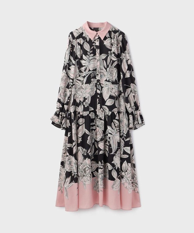 GRACE CONTINENTAL ボタニカルドレープワンピース ブラック