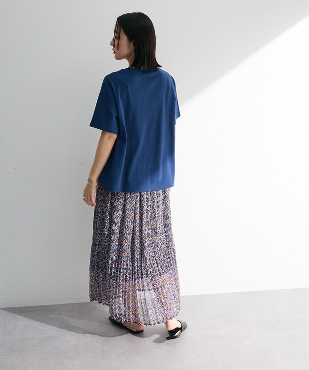 Green Parks マジョリカプリーツ柄スカート Navy