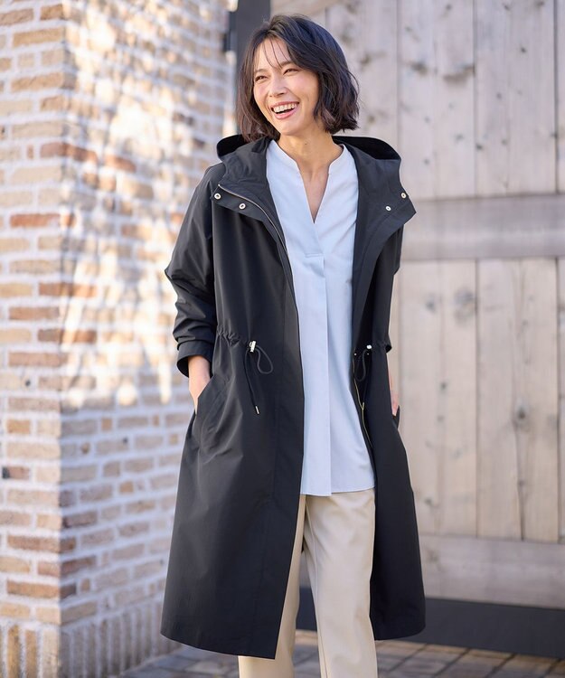 ANY 【手洗い可】ライトフーデットコート ネイビー