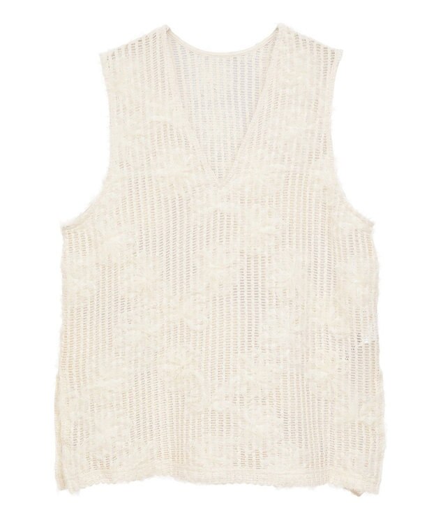 Green Parks テープ刺繍レースベスト Ivory