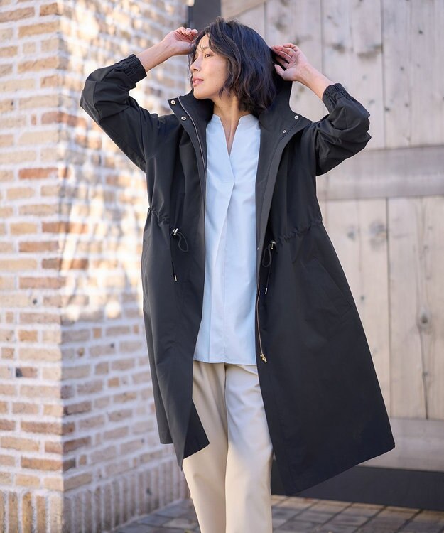 ANY 【手洗い可】ライトフーデットコート ネイビー