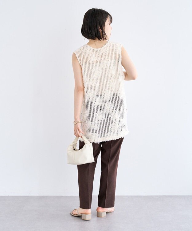 Green Parks テープ刺繍レースベスト Ivory