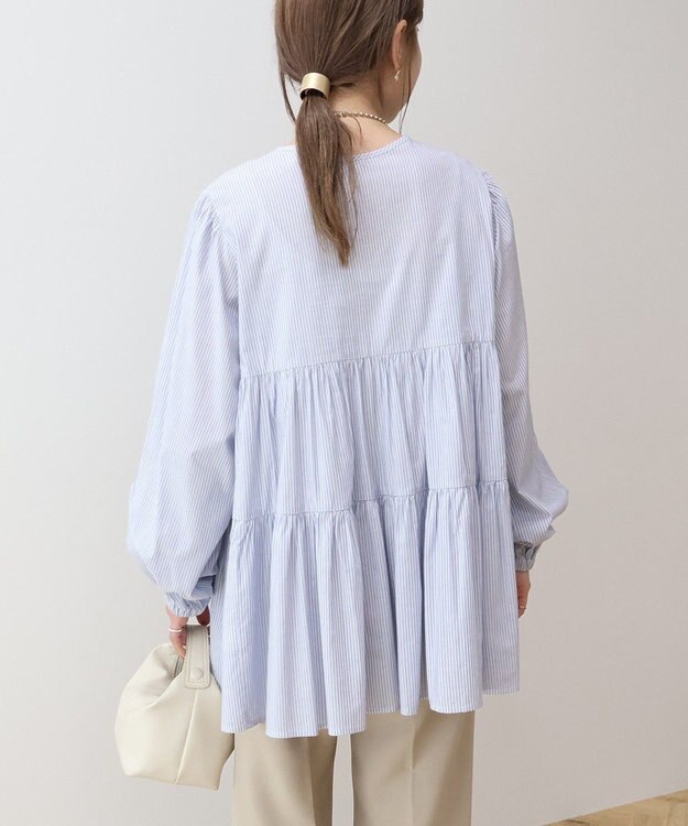 AMERICAN HOLIC 【先行予約】【WEB限定】ティアードギャザーブラウス Stripe