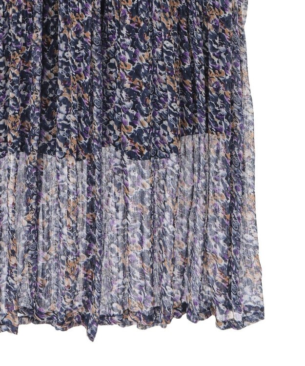 Green Parks マジョリカプリーツ柄スカート Navy