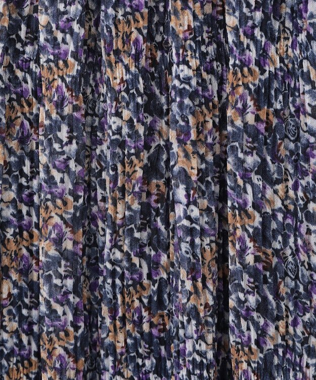 Green Parks マジョリカプリーツ柄スカート Navy