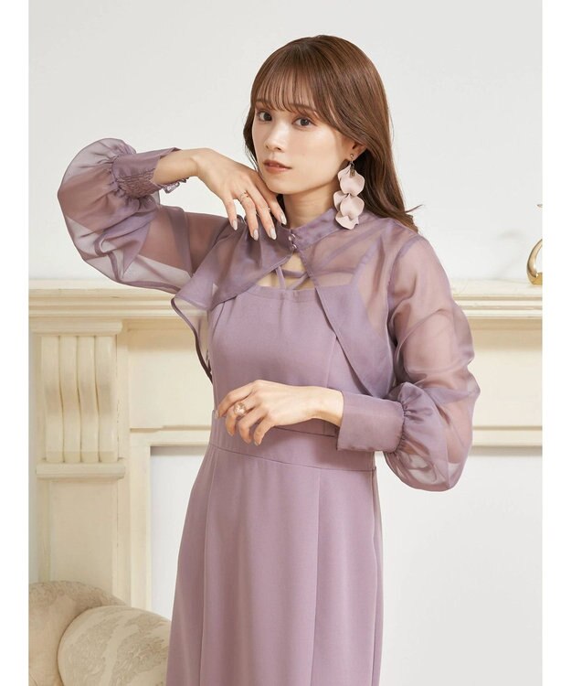 earth music&ecology ＳＥＴ２点シアーボレロ＋キャミワンピース Grayish Pink