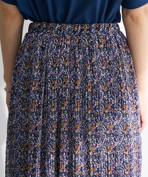 Green Parks マジョリカプリーツ柄スカート Navy