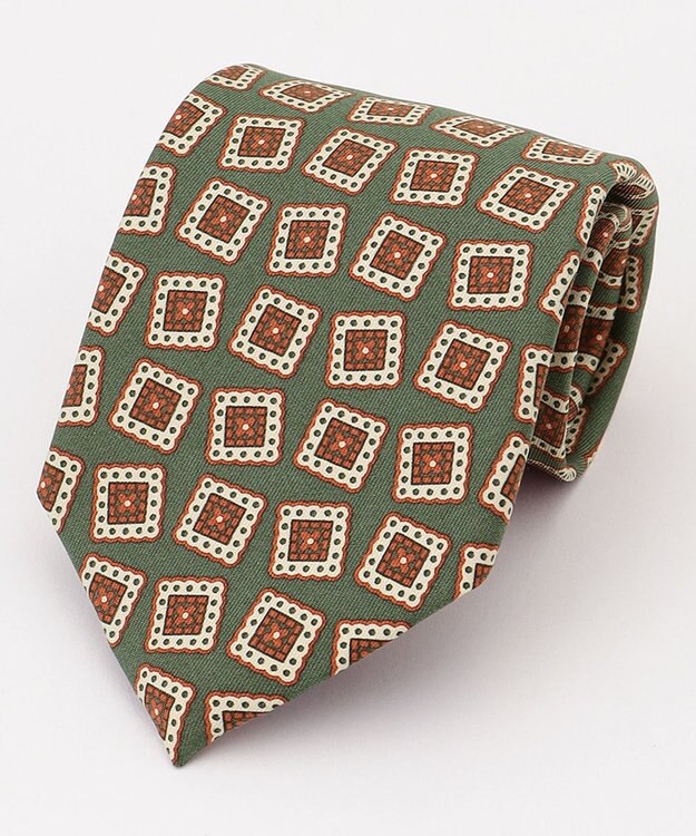 J.PRESS MEN スクエア小紋プリント ネクタイ グリーン系5