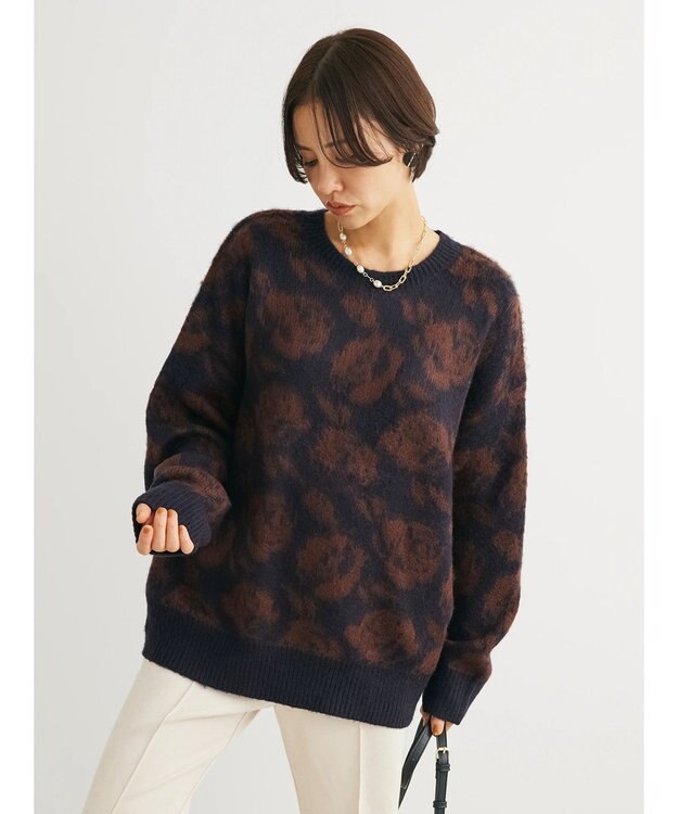 Green Parks ・ＳＵＧＡＲ　ＳＰＯＯＮ　フラワーシャギーニット Navy