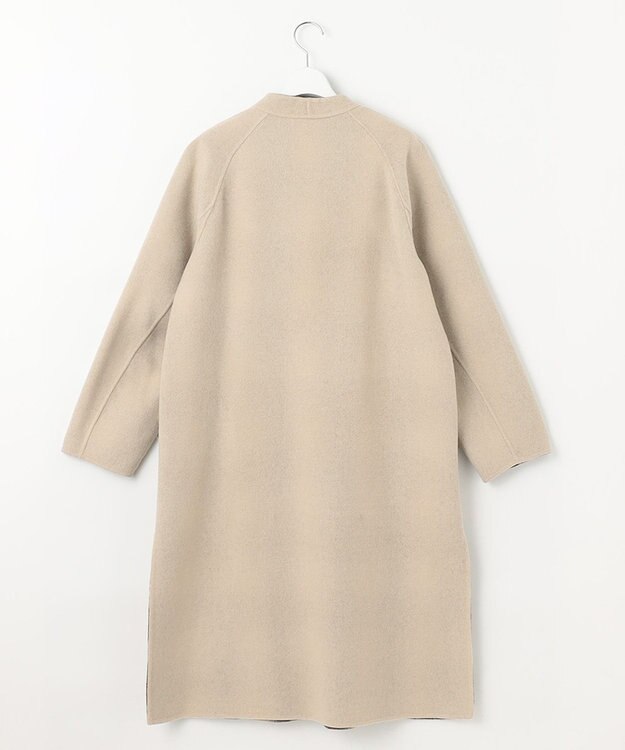 自由区 【リバーシブル】ウールリバー ノーカラーロングコート キャメル系