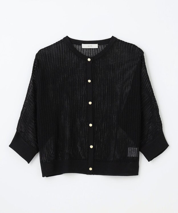 ANY メッシュパターンニットカーディガン ブラック