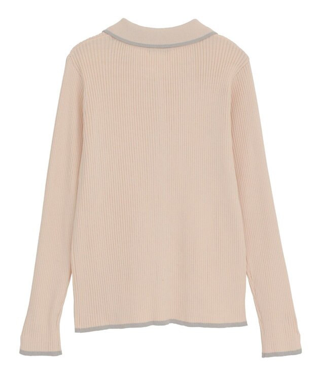 earth music&ecology バイカラートリムロングニットカーディガン Ivory