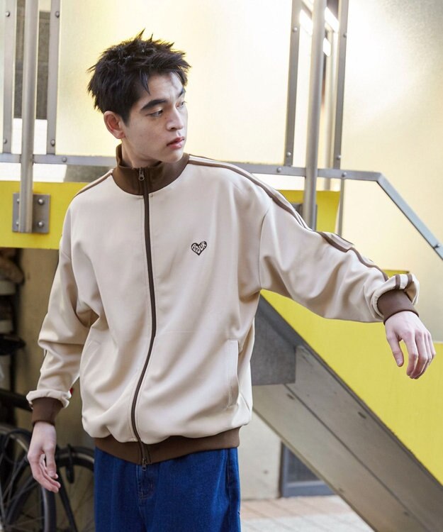 WEGO 【ユニセックス着用ITEM】ライントラックジャケット ベージュ