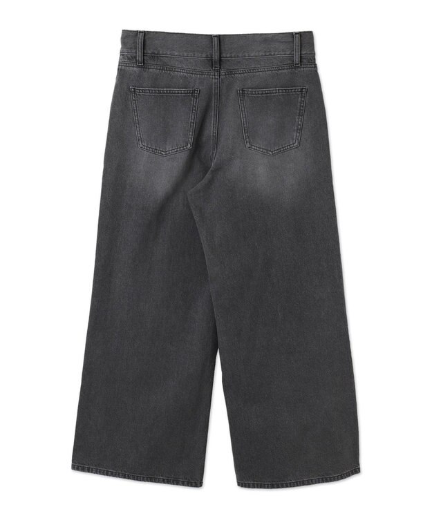 WEGO 【ウエスト調整付き】ウエストフックデニムワイドパンツ スミクロ