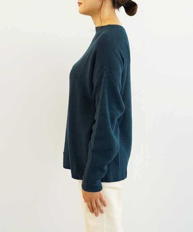 TOQUE 〈大草直子さんアドバイザー〉ベビーアルパカ ミドルゲージ モックネックニット グリーン