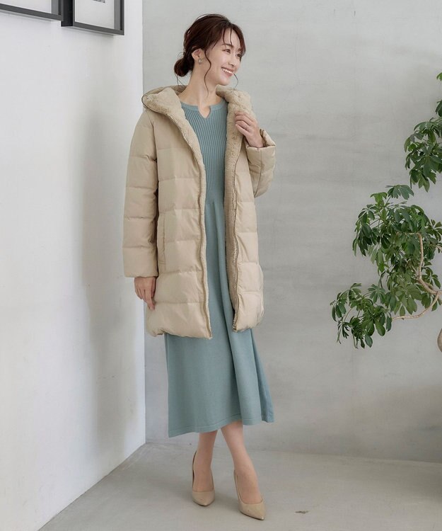 Tiaclasse 【洗える】パフ袖ニットワンピース ミント