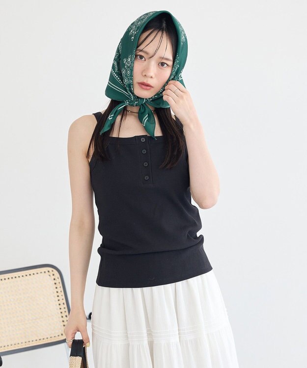earth music&ecology ヘンリーネックキャミソール Black
