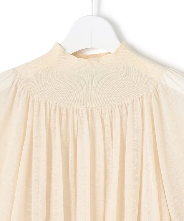 23区 【洗える】シアーギャザー ハイネック ニット ベージュ系