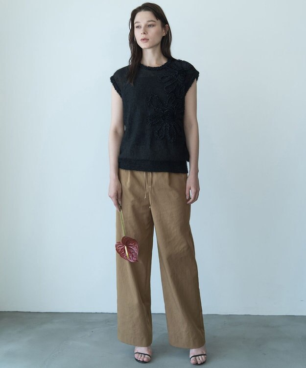 自由区 【カトリエムブーケ】Pantalon large ワイドストレートパンツ キャメル