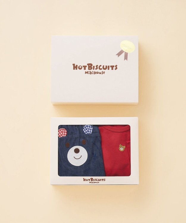MIKI HOUSE HOT BISCUITS ワンポイント半袖Tシャツ＆顔ドンブルマギフトセット【BOX付き】 赤