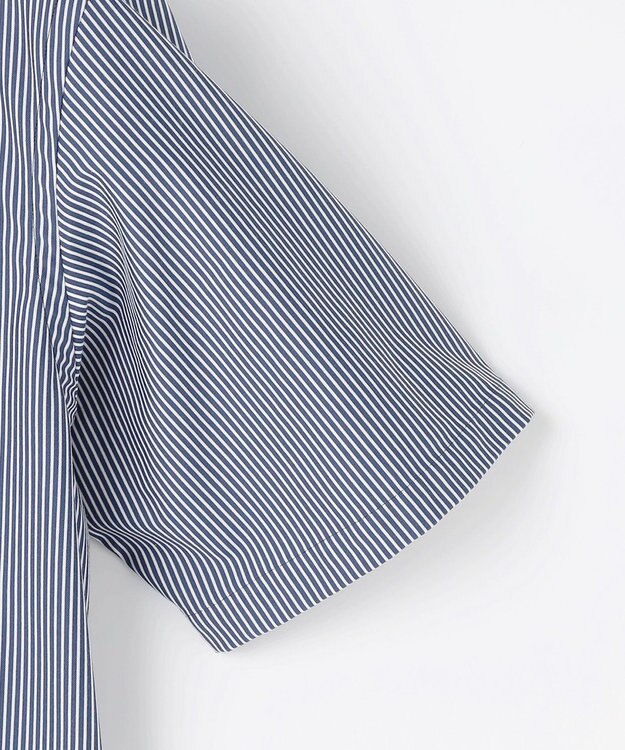 JOSEPH ABBOUD 【ジャージー素材・ストレッチ・イージーケア】コンパクトジャージーストライプシャツ サックスブルー系1