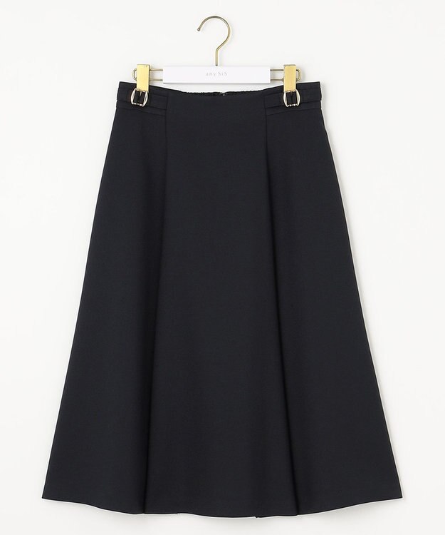 ANY SIS 【洗える】プチベルトフレア スカート ネイビー